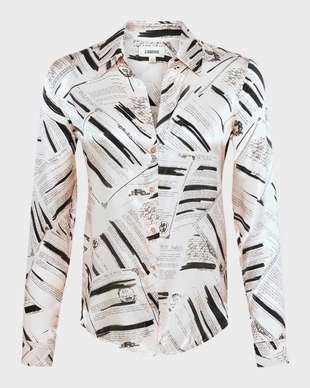 Tyler Typewriter Printed Silk Blouse